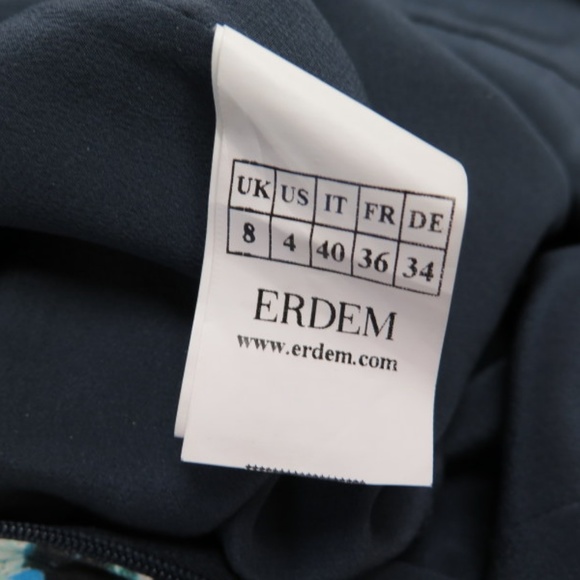 Erdem Dress Blue/Pink Leaf Print Silk - Picture 7 of 7